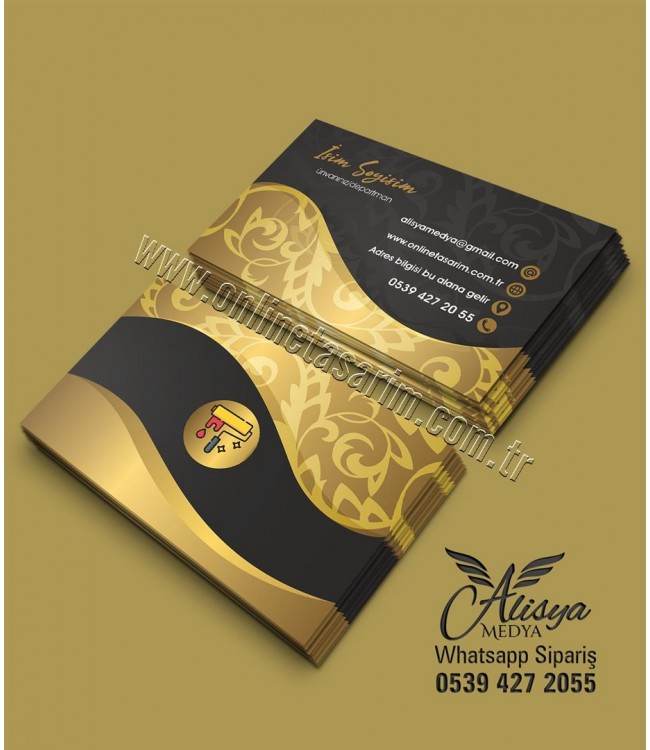 özel kartvizit, altın desenli, gold lüks kartvizit tasarım örnekleri, altın renk kartvizit baskı örnekleri